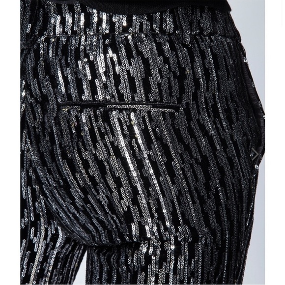 Zadig and Voltaire Polis Velours Pant Velour Black Silver Sparkle Sz 38 US M NEW - Picture 2 of 14